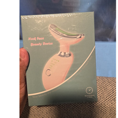 Pink Neck Face Beauty Device EMS Vibration Red Blue Green Light