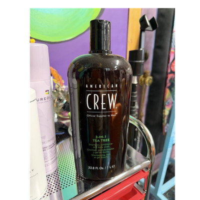 American Crew 3-in-1 Tea Tree Shampoo Conditioner Body Wash Men Jumbo 33.8 oz
