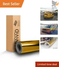 Gold Chrome Vinyl Car Wrap 1ft x 5ft Bubble-Free Self-Adhesive Protective Film