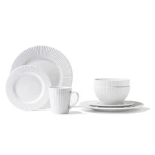 Elle Decor Reese 16-Piece Dinnerware Set Porcelain White Plates Bowls Mugs Gift