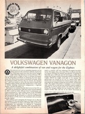 VW Volkswagen Vanagon Road & Track Magazine Ad 1980s Vintage Print
