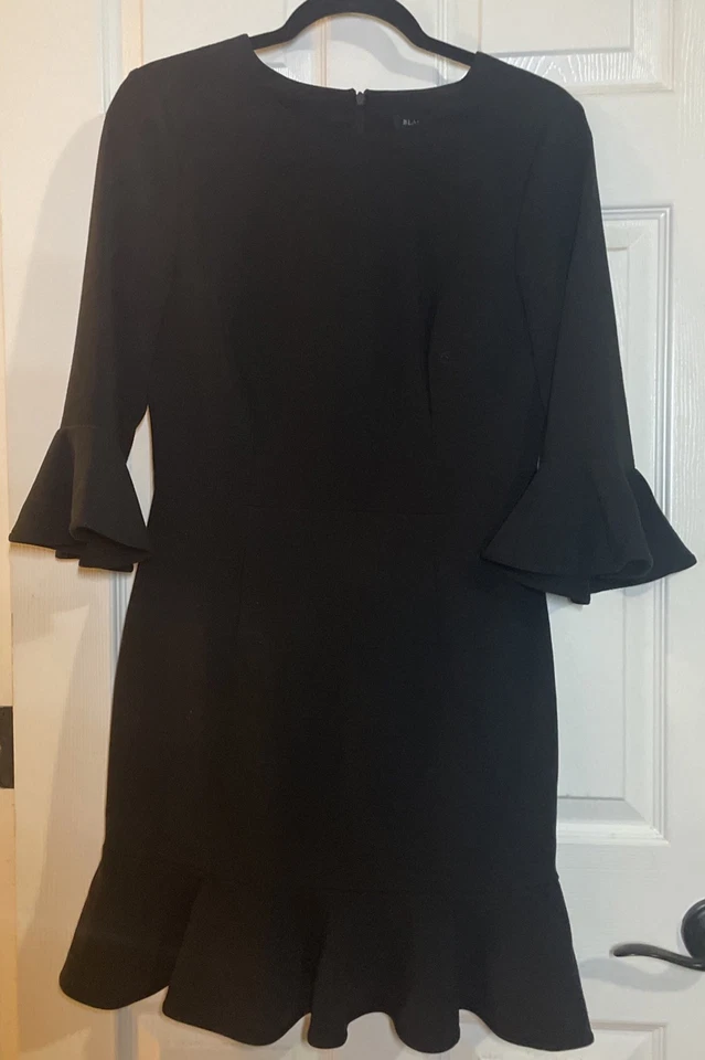 Vestido negro Halo Brooklyn mini manga acampanada nuevo con etiquetas para mujer talla 8 venta al por menor $390 Foto 2 de 4