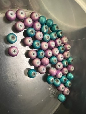Glass Beads Round Pearl Finish Pink Teal Jewelry Making Craft Beads ~8mm