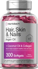 Hair Skin and Nails Vitamins | 300 Softgels | Biotin and Collagen | by Horbaach 