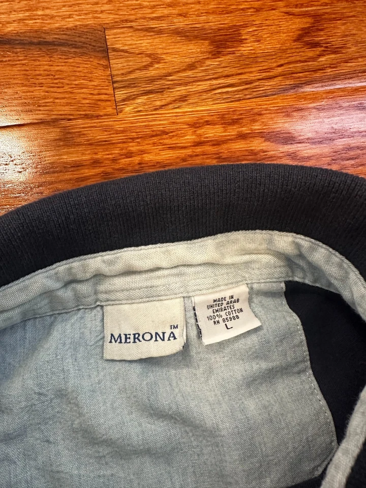 Camisa Polo De Colección Merona Rugby Manga Larga Para Hombre Grande Bloque de Color Rayas Y2K 90 Foto 3 de 4