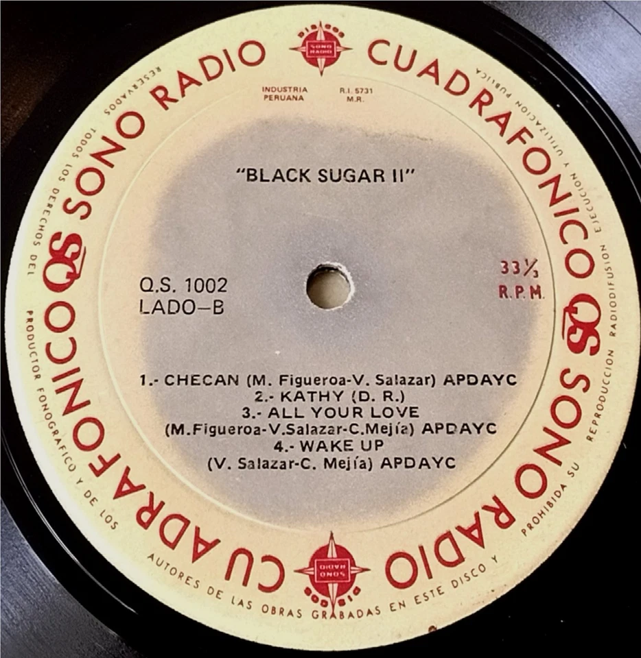 BLACK SUGAR "Black Sugar II" PERUVIAN SOUL, FUNK, JAZZ ROCK, LATIN ROCK, Lp (Vg+ - Image 4 of 4