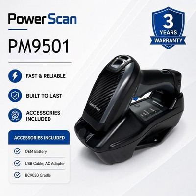 Refurbished Datalogic POWERSCAN PM9501 Industrial Barcode Scanner w/BC9030