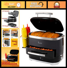 Electric Hot Dog Steamer with Bun Warmer - Cooks 24 Hot Dogs 12 Buns - Ideal f