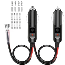 Safe DC 12V Fused LED Light Car Truck Cigarette Lighter Male Plug Adapter A