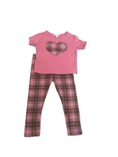 Btween Girls Plaid Heart Pink Top with Plaid Pants. Size: 3T. Free Shipping USA