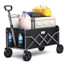 Collapsible Foldable Wagon, Folding Wagon with Wheel Heavy Duty with 180lbs W...