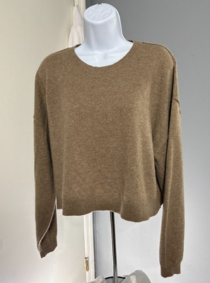 Anthropologie Pilcro 100% Cashmere Cropped Sweater Camel Color MEDIUM NEW