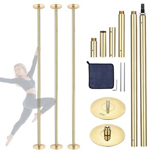 Yescom 3 Pack 9.25 FT Spinning Static Dancing Pole Kit for Studio Club Gold