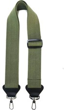 Banjo strap with Leather Ends and Metal Clips,2" Wide,Adjustable Green