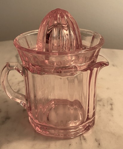 Petite Vintage PINK Depression Glass Juice Reamer - 2 Piece