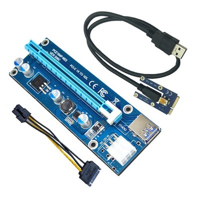 USB 3.0 PCI-E 1X-16X Extender Riser Karte Adapter Power Cable ETH BTC Mining