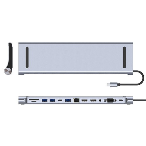 12in1 USB C Docking Station Dual Monitor Type-C USB 3.0 Dock Triple Display# - Afbeelding 13 van 19
