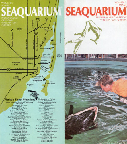 Miami Seaquarium Virginia Key Florida Vintage Brochure Color Photos Map