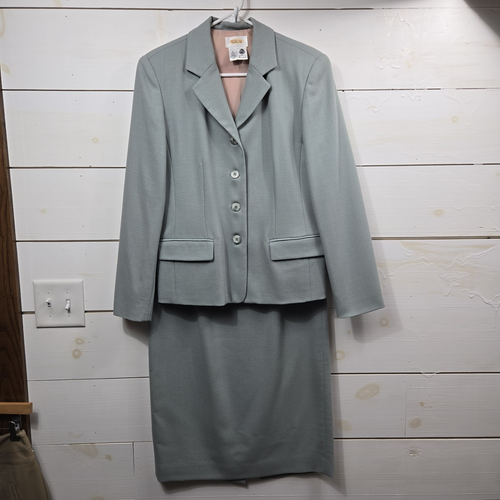 Conjunto blazer de 2 piezas para mujer Talbots talla 6 y falda talla 10 lana verde