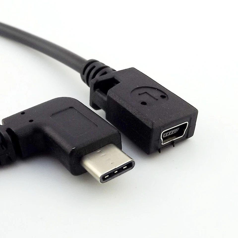 USB 3.1 Type-C Angled Male to Mini USB Female Charging Data Sync Cable Cord 25cm - Image 3 of 4