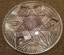 American Brilliant Era 12" Glass Footed Serving Tray, Platter, Cake Plate, Dish