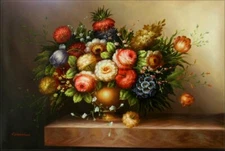 Quality Hand Painted Oil Painting Still Life with Garden Flowers 24x36in