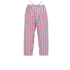 Ritzy Men's 3-Quarter Pajama Pants 100% Cotton Plaid Woven Poplin - R,B&W Checks