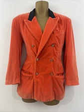 Jean Paul Gaultier Vintage Women Velour Velvet Orange Jacket Size M Double Breas