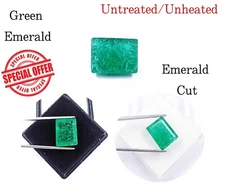 13.85Ct 100% Natural Green Emerald EGL Semi-Transparent Emerald Cut Gemstone NNX