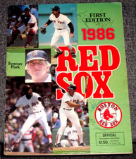 1986 BOSTON RED SOX FIRST EDITION SIGNED PROGRAM WITH JIM RICE AUTO & 4 OTHERS