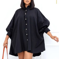 Women's 3/4 Sleeve Stylish Colour Lantern  Dress Summer Casual Loose Party Dress
