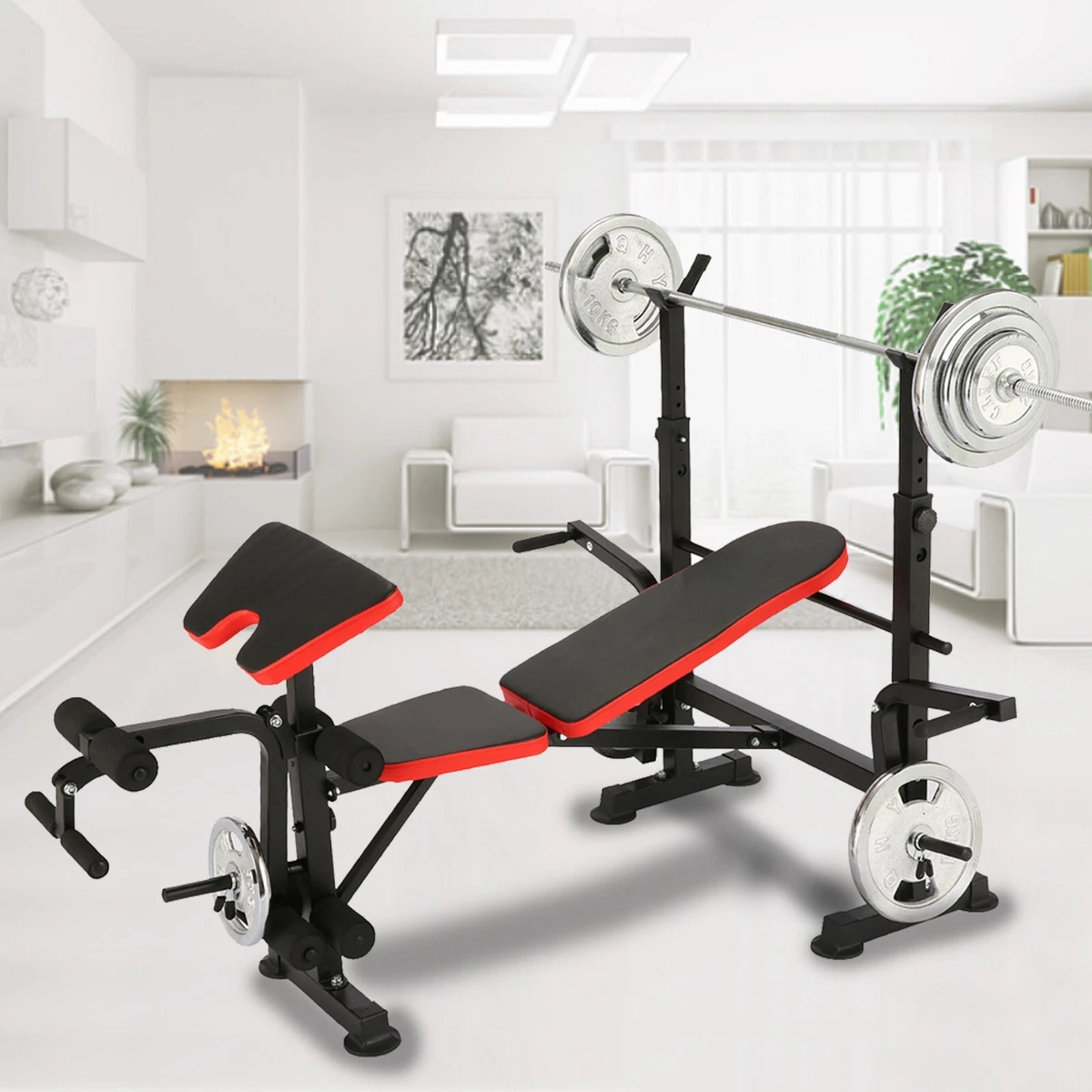 ADJUSTABLE LIFTING WEIGHT BENCH SET With Weight 600 Press Workout