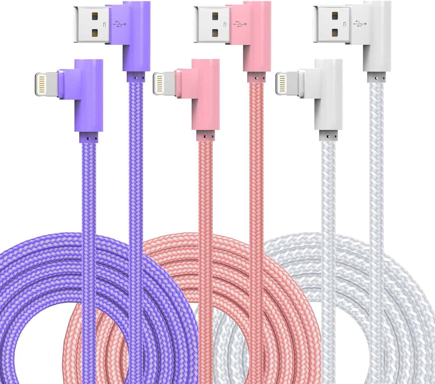 Iphone Charger 10FT 90 Degree Lightning Cable [Apple Mfi Certified] 3 Pack Lo...