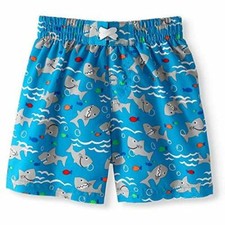 Toddler Boy Swim Trunks Shark Design 24 mos Blue, Gray NEW