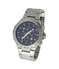 NEW GUESS S/ STEEL SILVER TONE WATER PRO CHRONOGRAPH BLUE DIAL WATCH-U17506G1