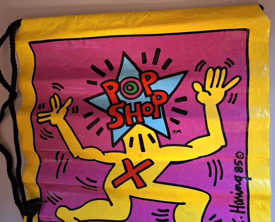 Bolso de Mano De Colección Keith Haring NYC Pop Shop Plástico con Cordón 1986 - Warhol Foto 4 de 4