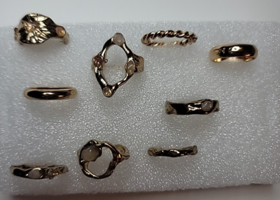 9 Gold Tone Gemstone Stacking Rings Various sizes