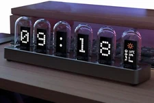 Nixie Tube Clock, Digital Clock, RGB Full-Color Neon Glow Tube, IPS Color Screen