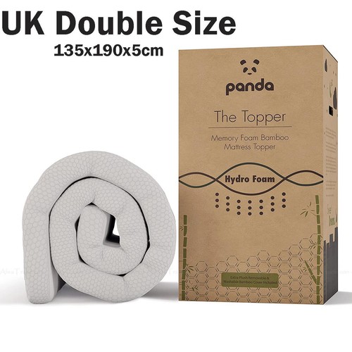 Panda Memory Foam Bamboo Mattress Topper Hydro Foam UK Double Bed Size