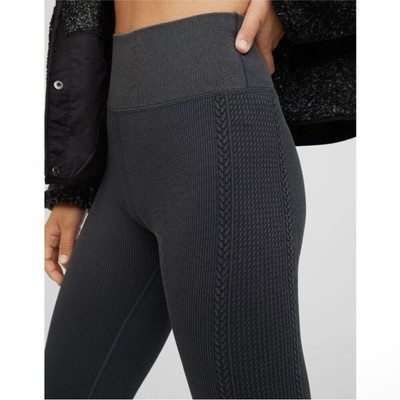 Offline by Aerie Big Chill Seamless Cable Knit Ribbed Legging in True Black Sz M