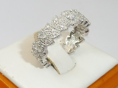 Ladies Victorian Design Sterling 925 Silver White Sapphire Full Eternity Ring