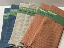 FIGMINT 6 KITCHEN TOWELS 100% COTTON 18"X28" NEW