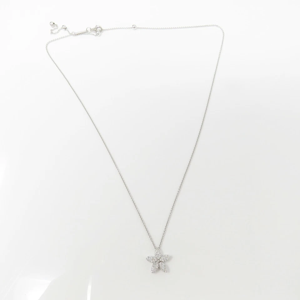 NYJEWEL Chimento 18k White Gold Floral Diamond Pendant Necklace 15"+3" - Image 2 of 4