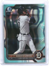 2022 Bowman Draft Chrome Base Aqua Lava #BDC-39 Roberto Campos /199 Tigers