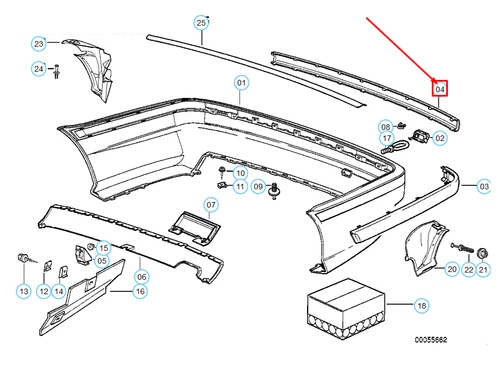 BMW 3 E36 CENTRAL MOULDING REAR BUMPER 51121960725 1960725 - Picture 10 of 11