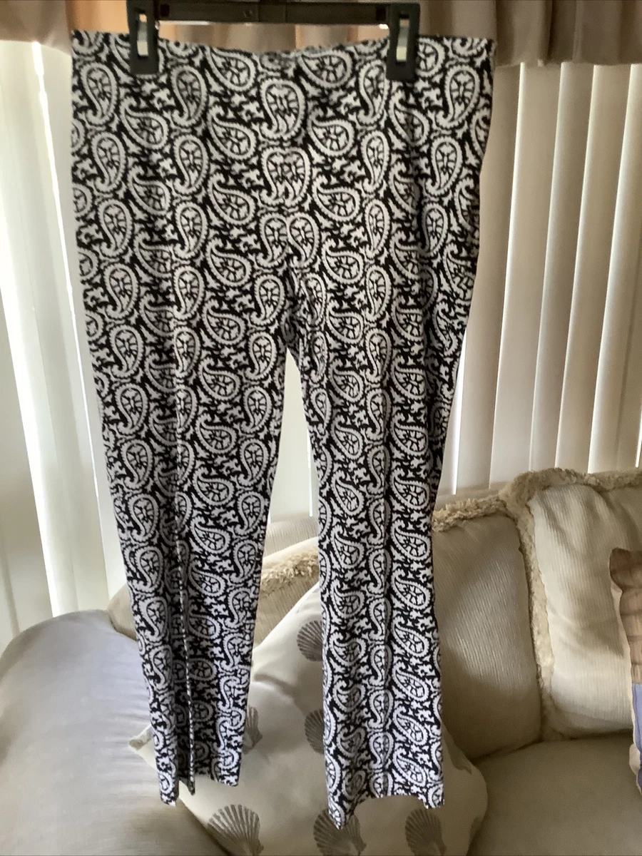 michael kors womans capri pants black/white paisley print 4