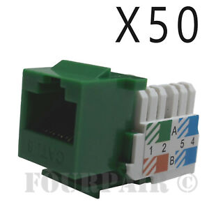 50x Pack Lot CAT6 Network RJ45 Port 110 Punch Down Keystone Snap-in Jack White 