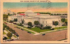 National Gallery Art Washington DC Sunset Linen Postcard PM Cancel WOB Note VTG