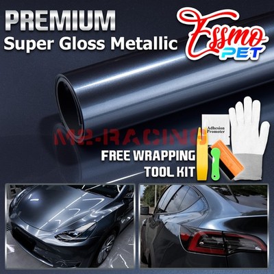 ESSMO PET Super Gloss Metallic Byron Blue Car Vinyl Wrap Film Sheet Like Paint