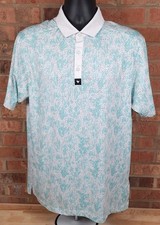 Bad Birdie Golf Polo Shirt Mens Large White Cactus Print Performance